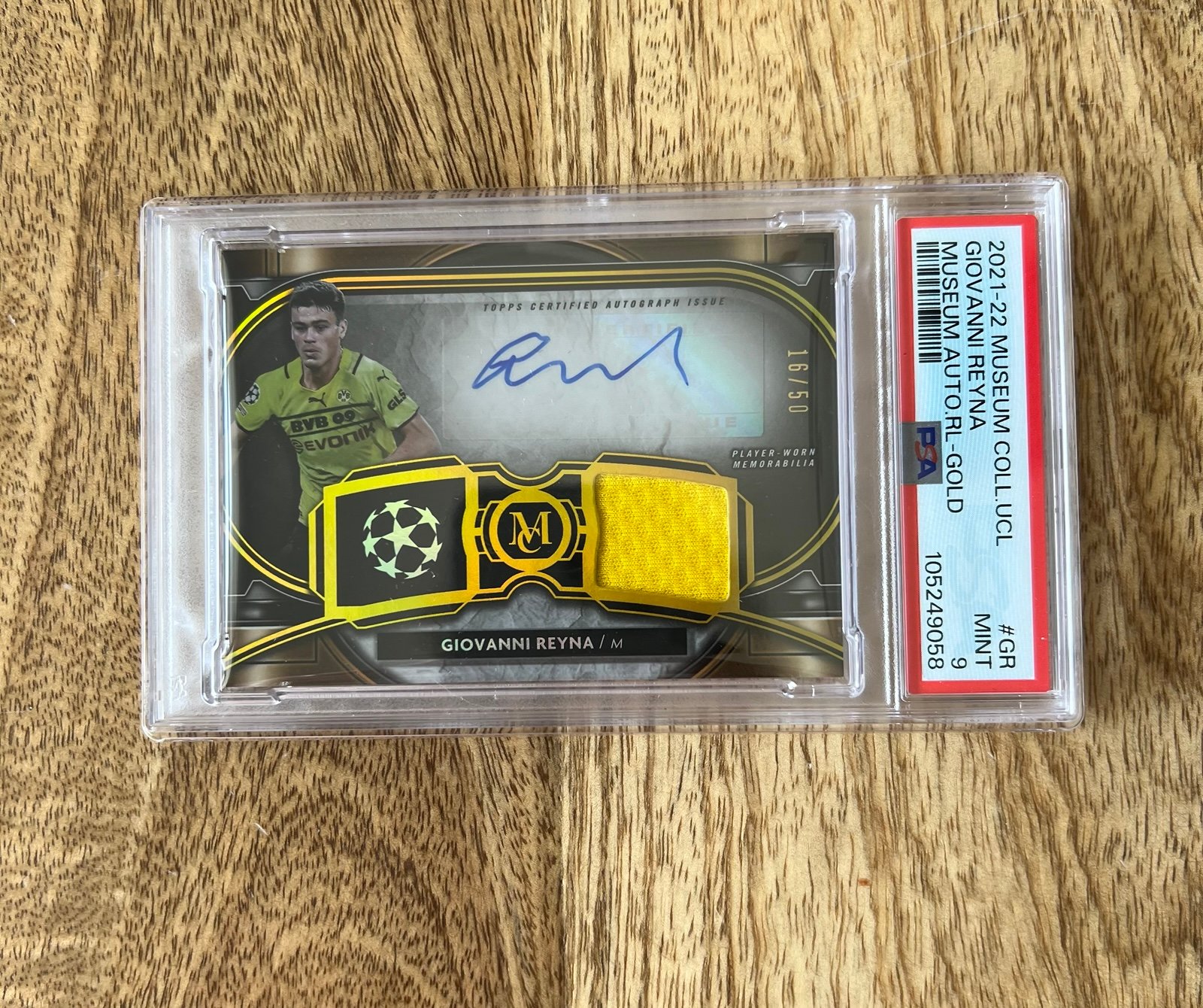2021-22 Topps Musuem Collection Giovanna Reyna Patch Auto #/50 Gold PSA 9