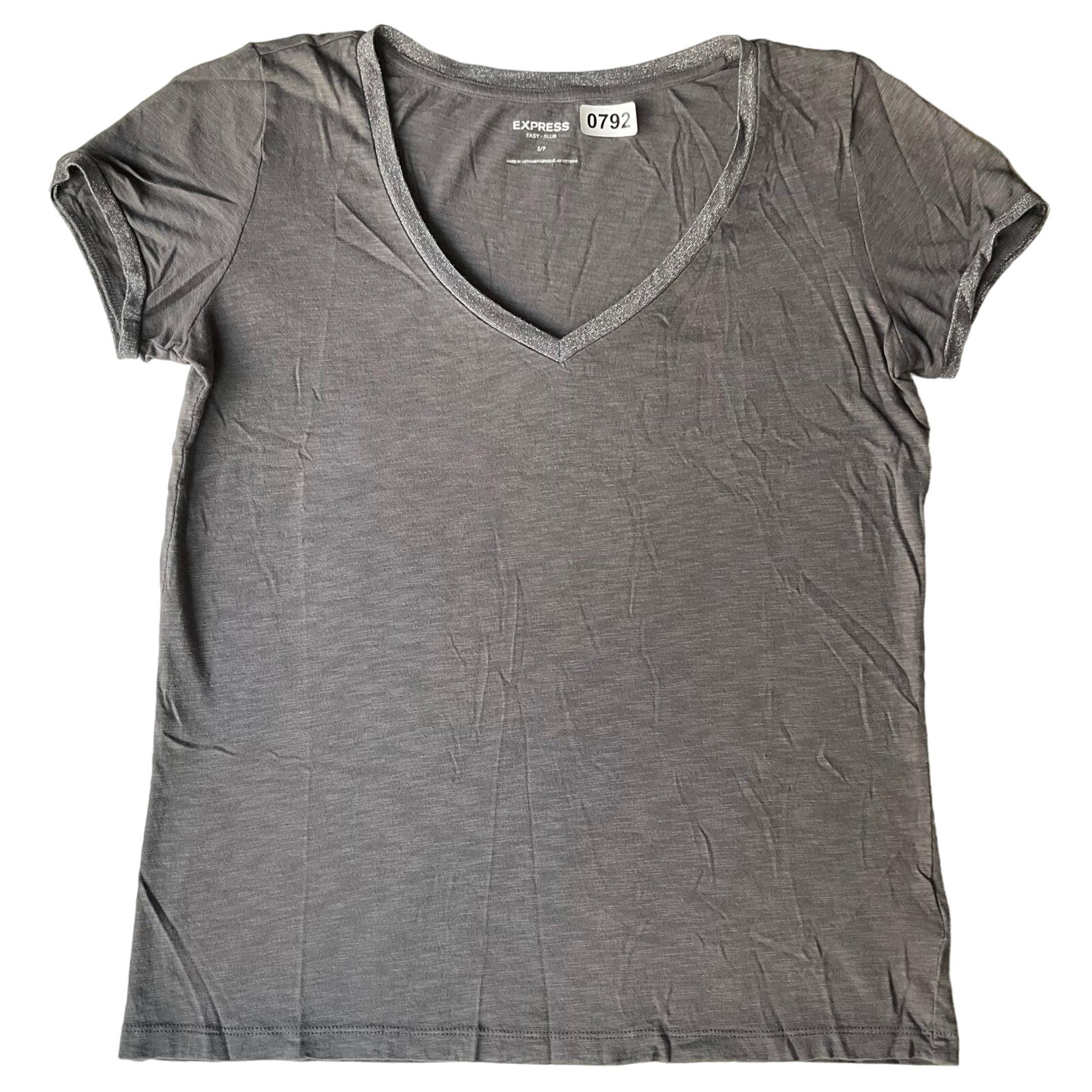 Express Women’s Short Sleeve V-neck T-shirt size S /P, Solid Gray