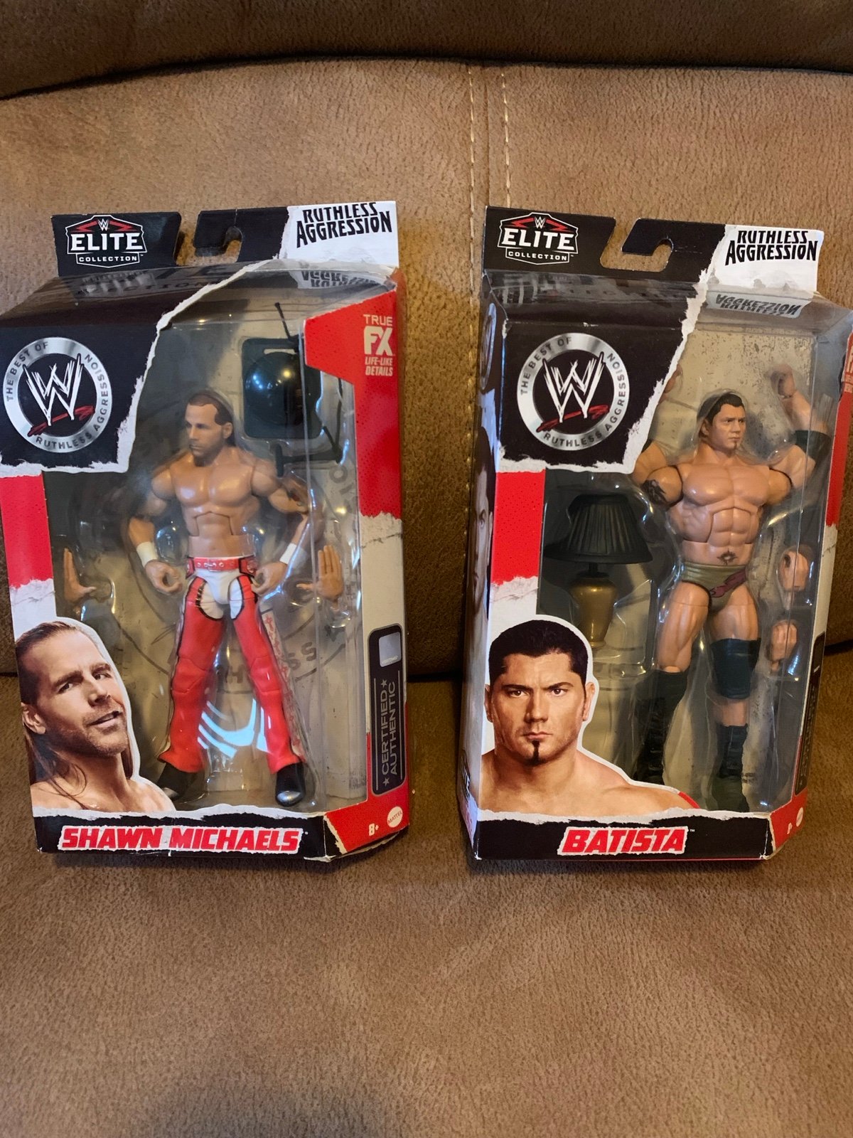 WWE elite Batista & Shawn Michaels ruthless Agression Mattel figures bundle
