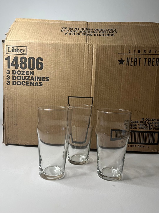 Libbey 14806 drinking glass | English Pint Clear Beer Glass set of 36