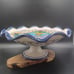 Vintage Handpainted Mexico Pottery Console Bowl - 7 T x 13.5 R