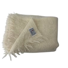 Avoca 70% Mohair 30% Wool Cream Winter White Throw Blanket 68”x 52”