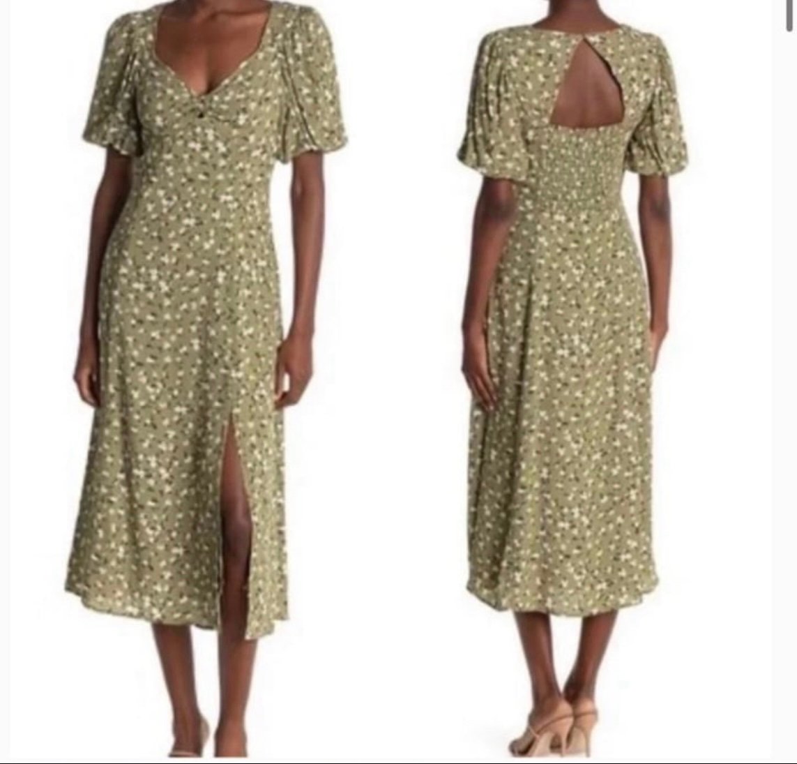 ASTR the Label Green Floral Midi Dress