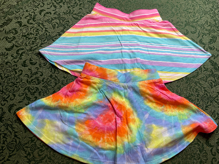 NWt 4 tie dye rainbow 2 skirts skort pri
