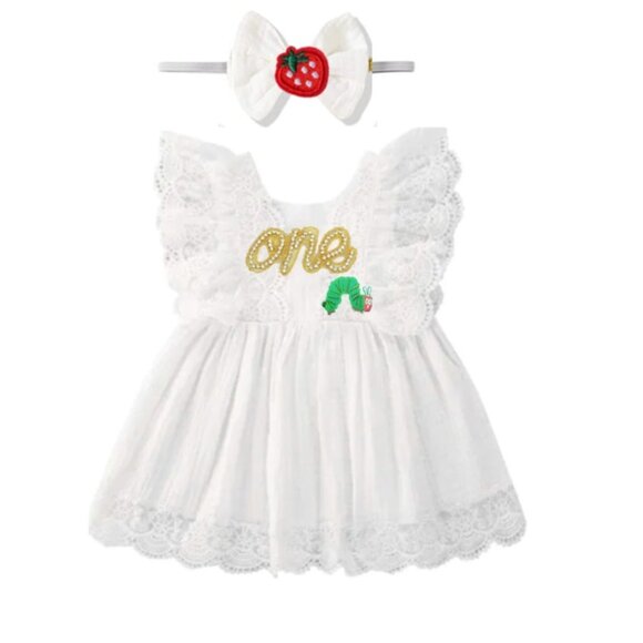 12-18 The very hungry Caterpillar Dress First Birthday Outfit Clothes smash cake