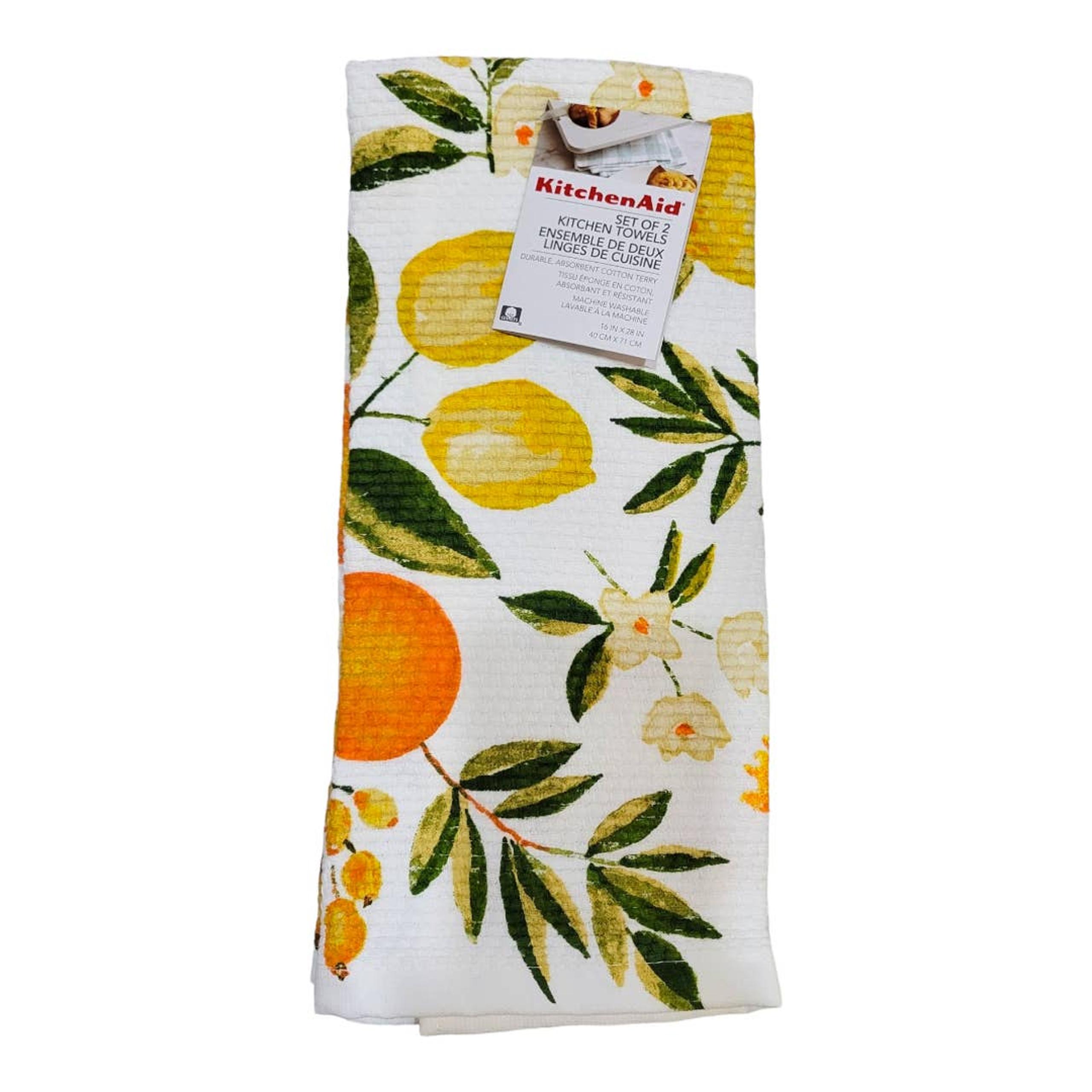 NEW KitchenAid Spring Citrus Kitchen Towels 16" x 28"[Orange & Yellow](Set of 2)