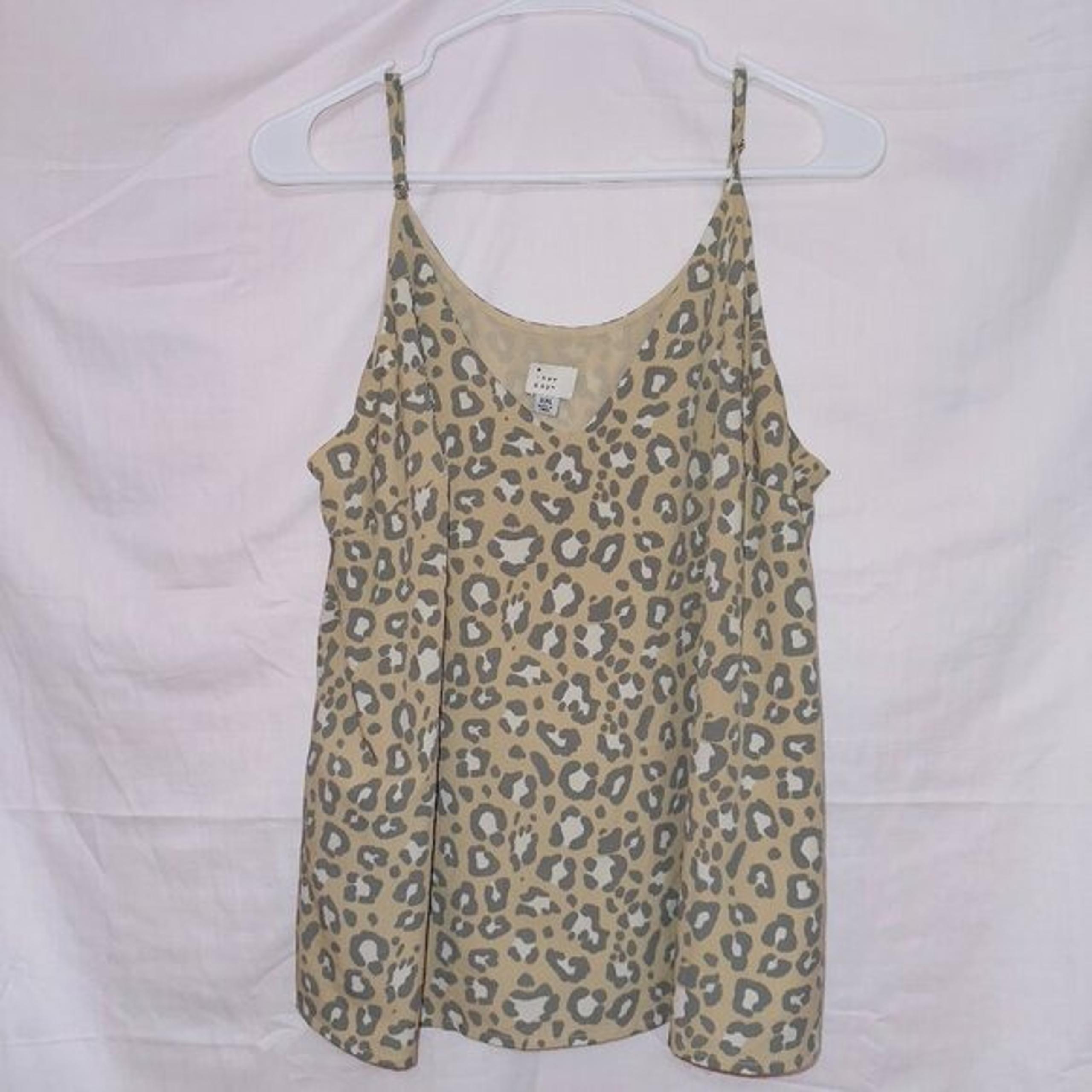 A New Day Beige Leopard Print Sleeveless V Neck Chiffon Camisole Tank Top XXL