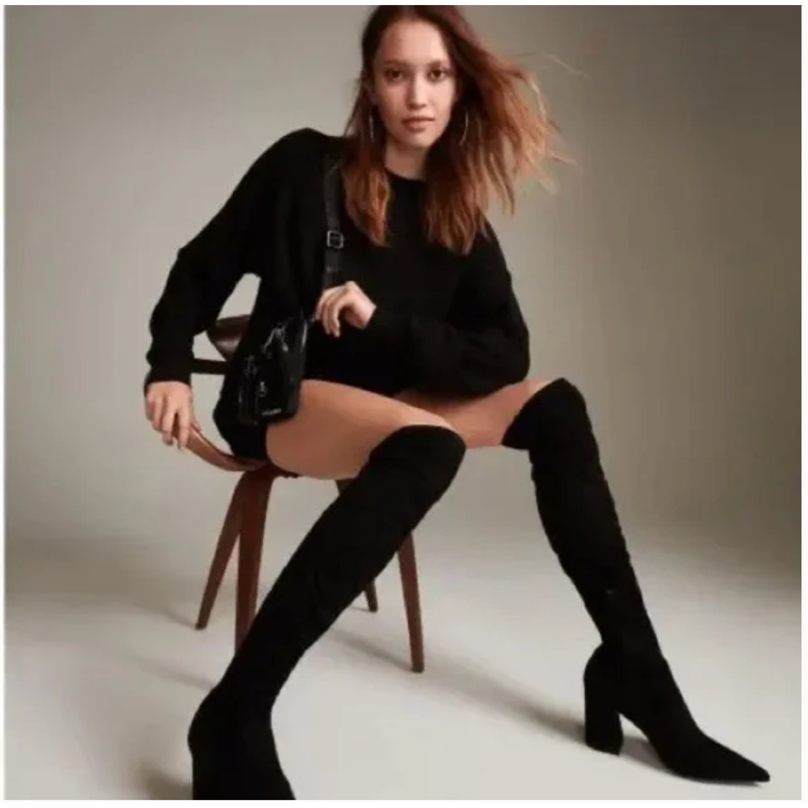 Steve Madden Georgette Over The Knee Boots 6.5 Black NWOT Faux Suede Tall