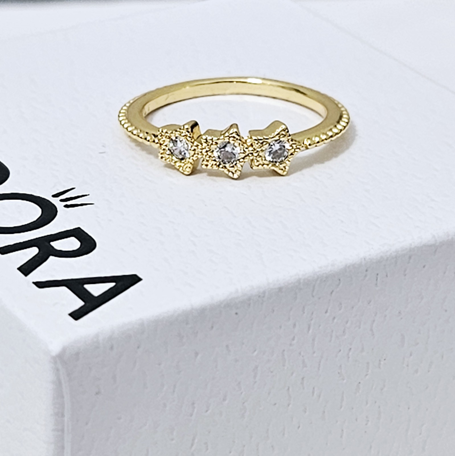 Gold rhinestone star stars diamond women's ring size 6 gift