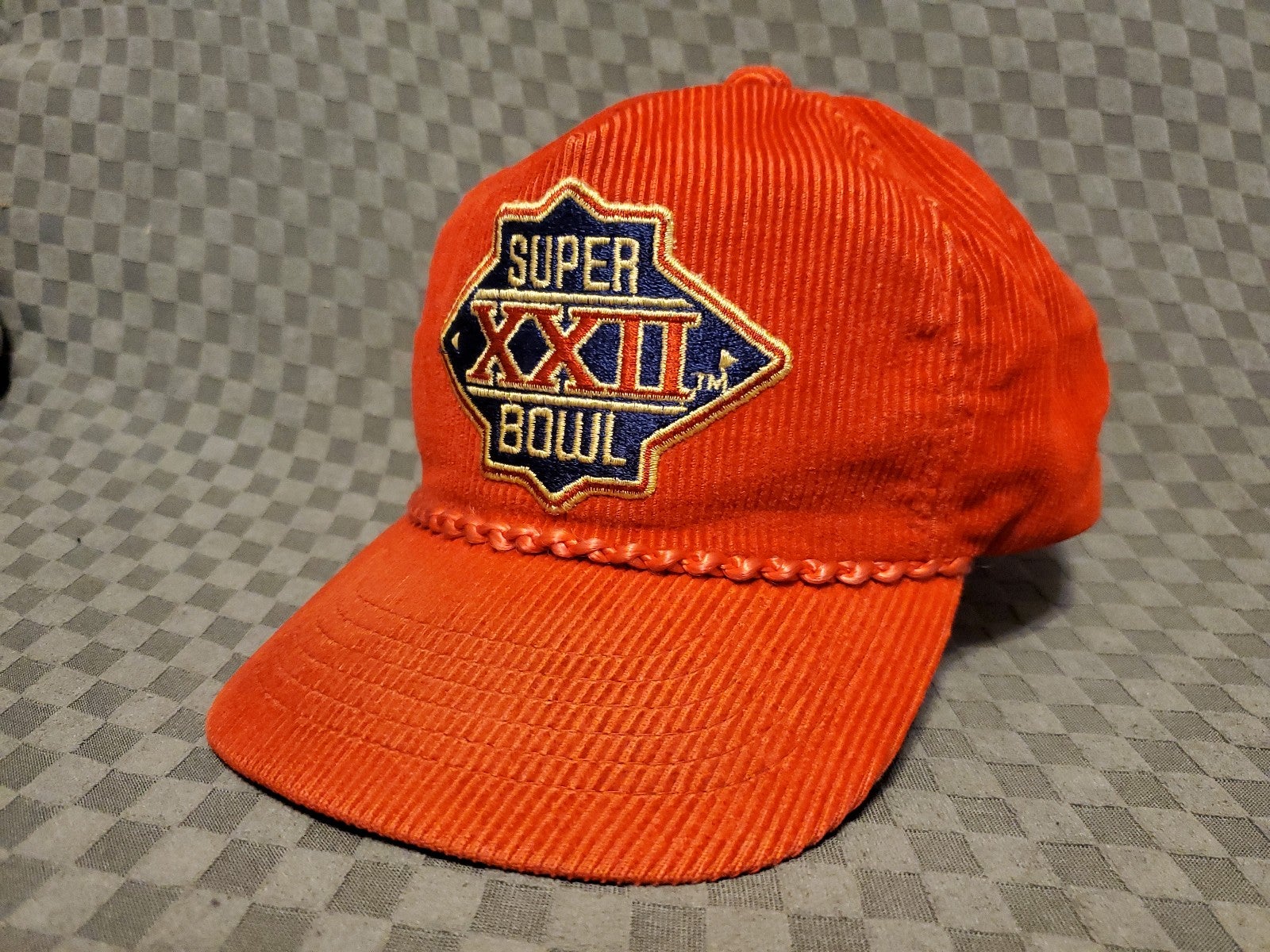 Vtg Super Bowl XXII 22 Hat Cap Snapback Redskins Broncos Vintage Corduroy Red