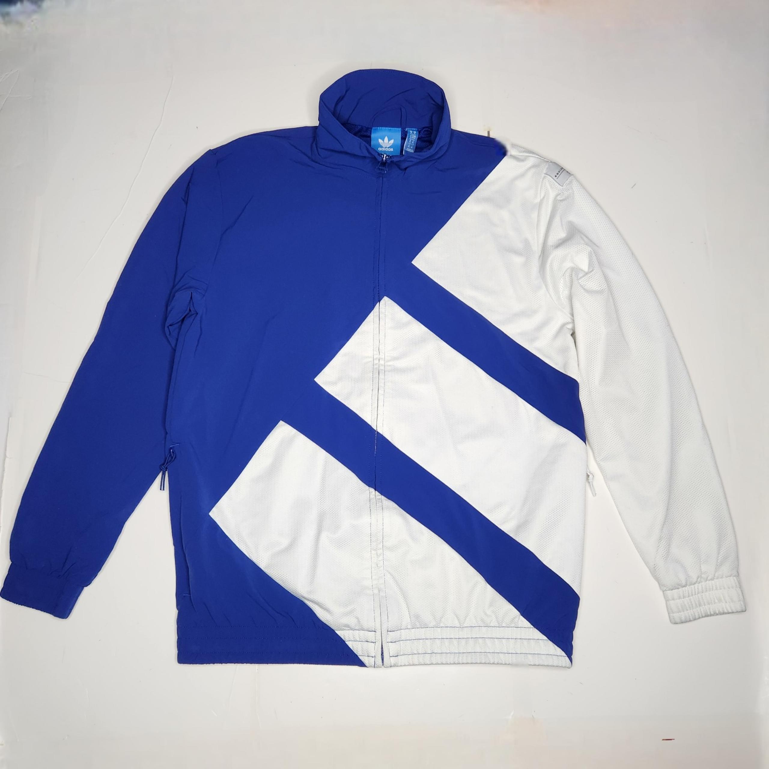 Adidas EQT Equipment Jacket Mens Medium 3 Stripe Full Zip Track Windbreaker Blue