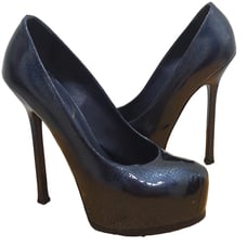Yves Saint Laurent Tribtoo Pumps Pacific Blue EU 38 Patent Leather Platform Heel