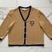 St. John Collection By Marie Gray Cardigan Sweater Crest Logo Size 14 Tan Navy