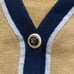 St. John Collection By Marie Gray Cardigan Sweater Crest Logo Size 14 Tan Navy
