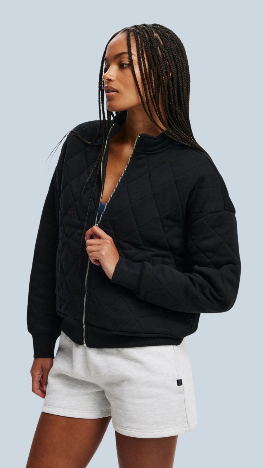 Cottonon Active Quilted Zip Through Size M in Black New Fullsize Sale Classic