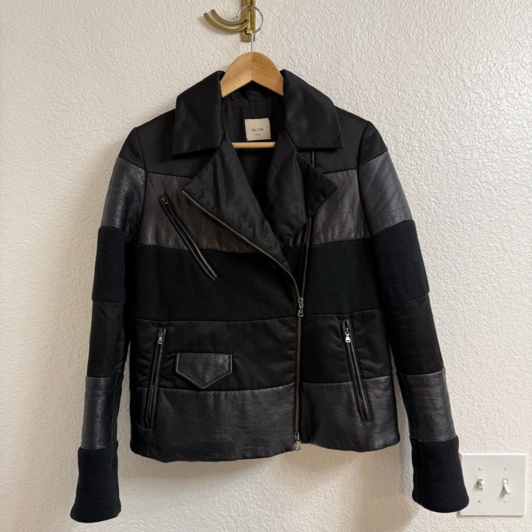 Alysi Mixed Media Moto Jacket — Size 2