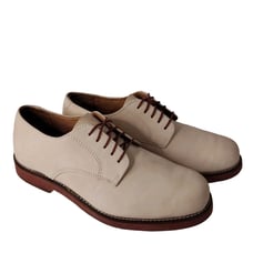 L.L. Bean Men Sz 9.5 D Cream East Point Nubuck Oxford Lace Up Casual Shoes