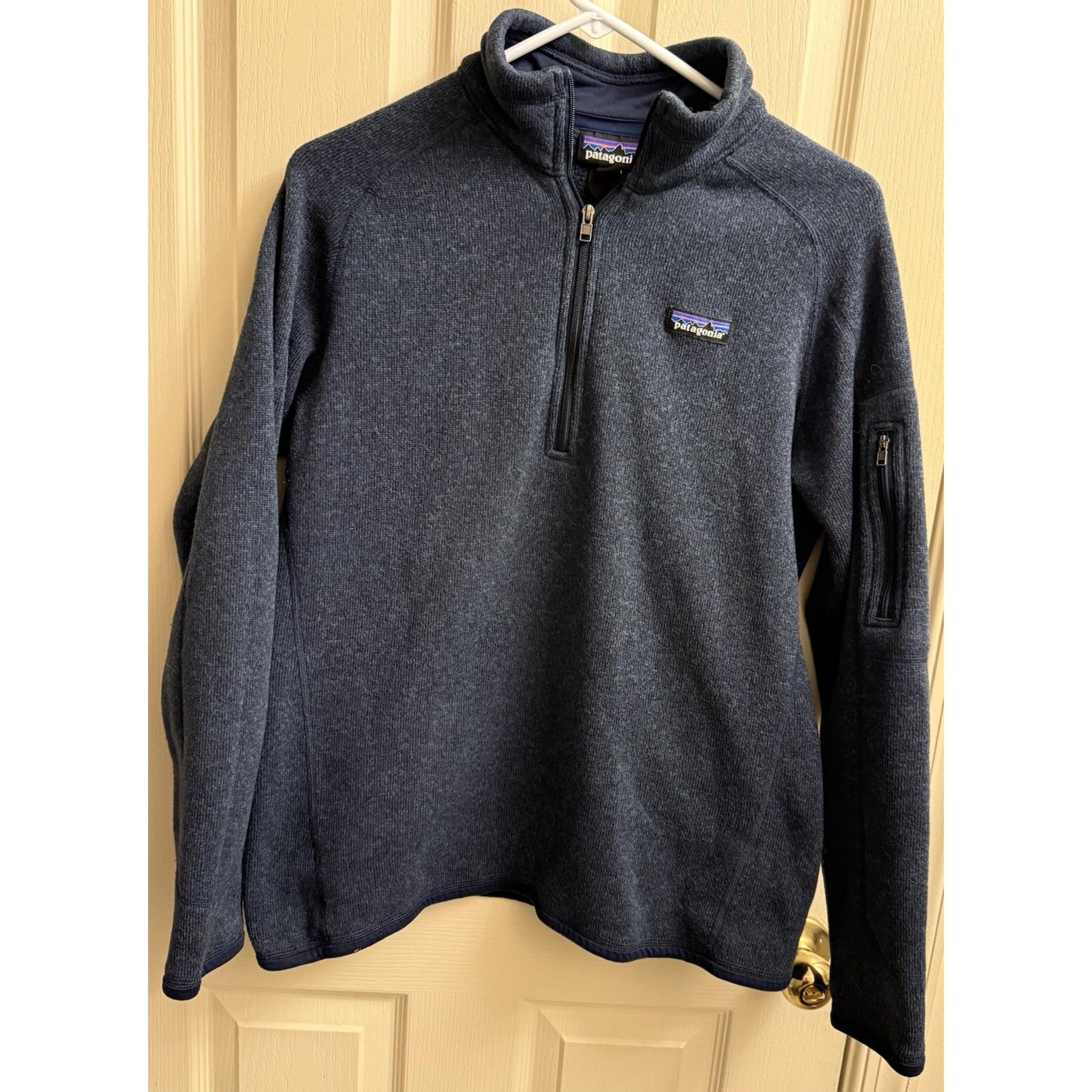 Patagonia Navy Blue 1/4 Zip Pullover  Sweater Jacket Woman's Sz L EUC