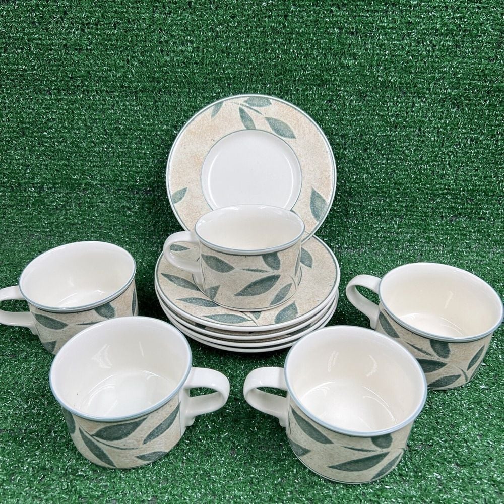 Mikasa Intaglio CAA06 NATURE'S SONG Coffee Tea Cups Saucer Set Of 5