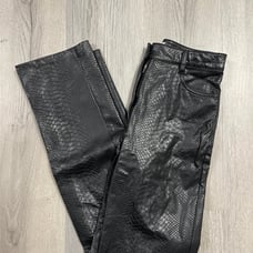 Aritzia Wilfred Black Melina Croc Leather Pants