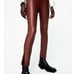 ZARA NWT Sz S Maroon/red Faux Leather Leggings Pants NEW BLOGGER'S FAVORITE