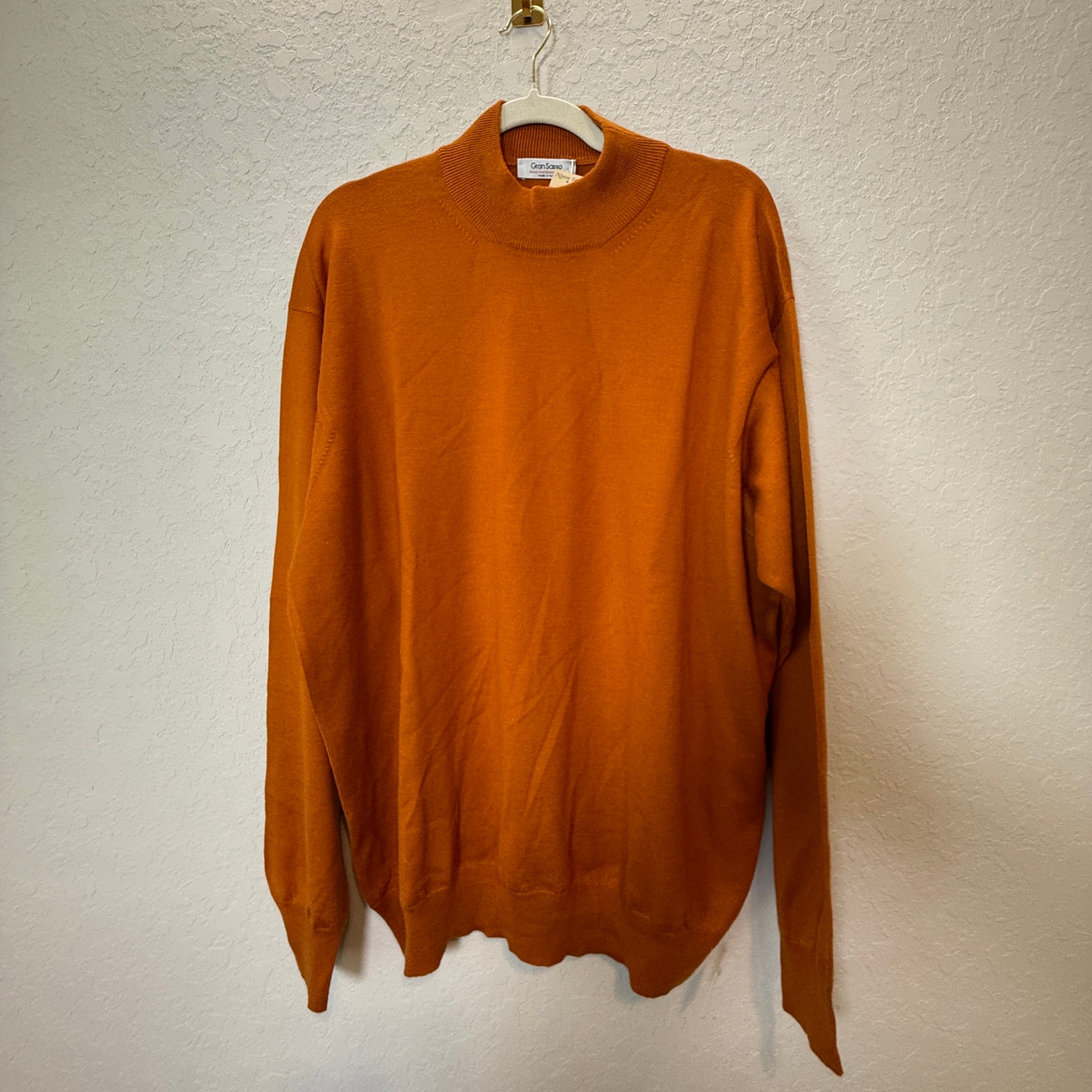 Men's Gran Sasso Lana Cashmere Silk and Wool Blend Mock Neck Sweater XXL NEW