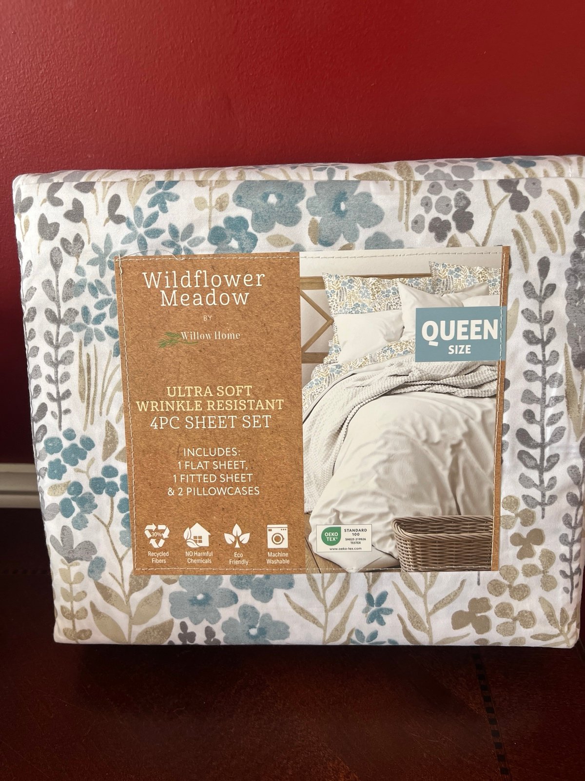 Wildflower Meadow Flowers by Willow Home Super Soft QUEEN Sheet Set-NWT
