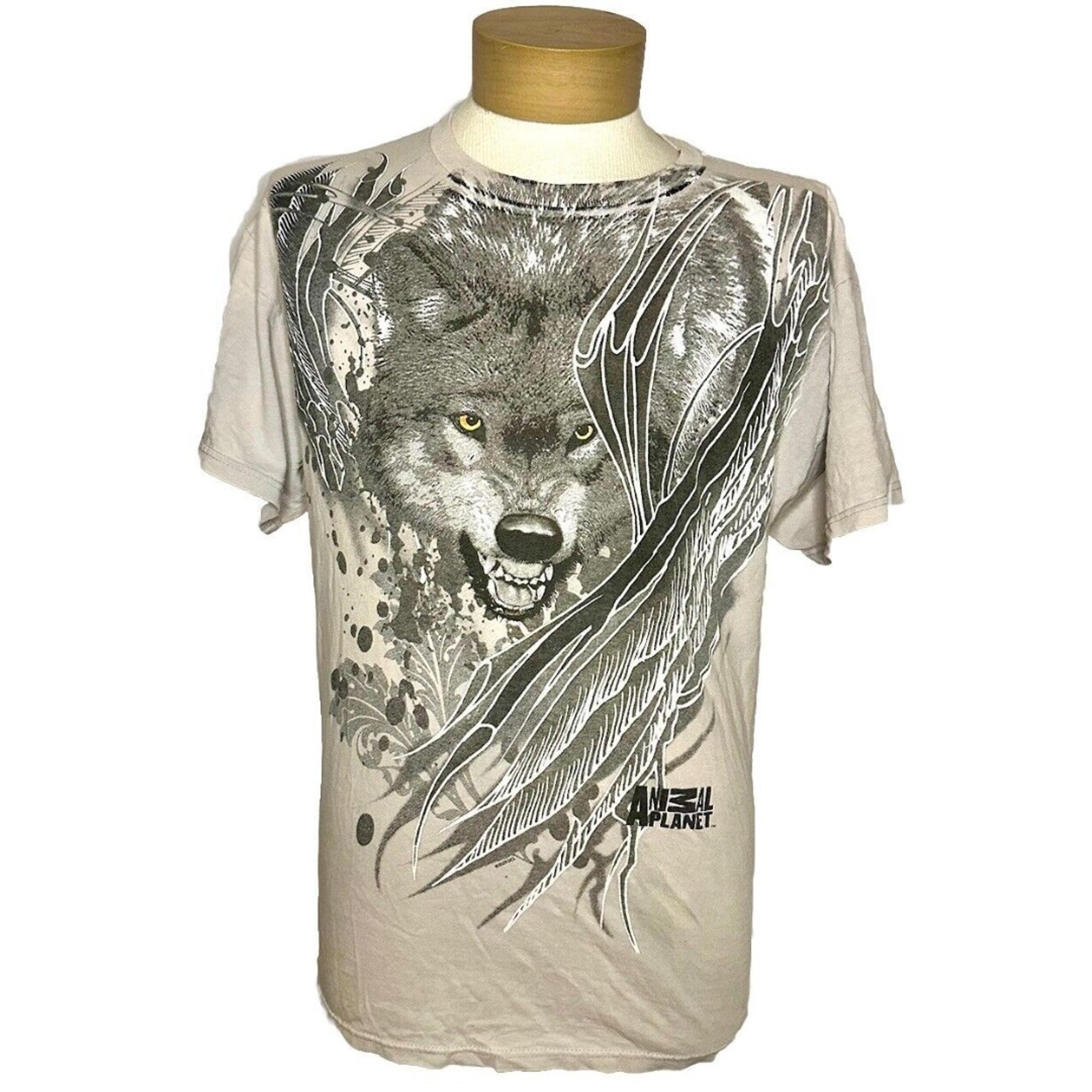 Y2K Animal Planet Wolf T Shirt