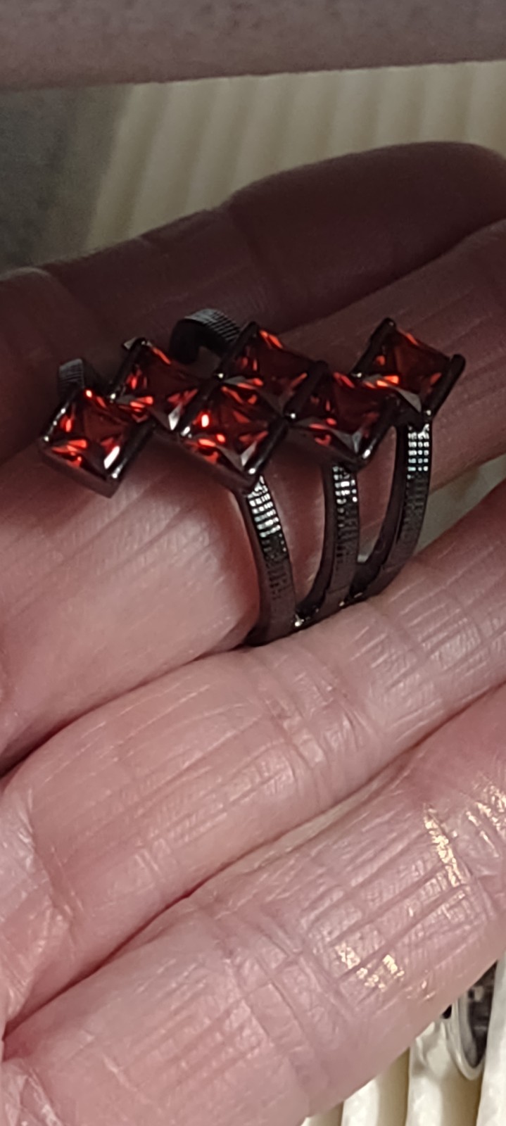 Size 9 red sapphire snake skin design pointer finger ring last one.