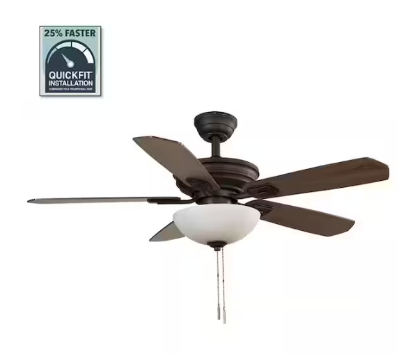 HAMPTON BAY Wellston II 44 in. Indoor LED Bronze Dry Rated Ceiling Fan