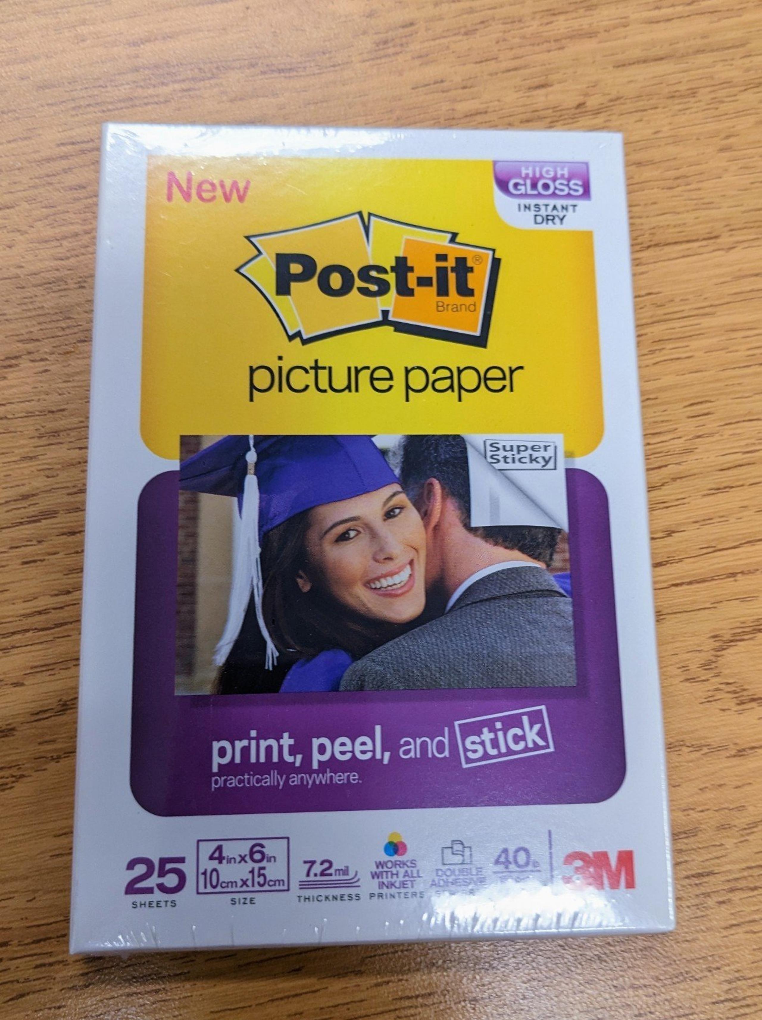 Post it Picture Paper 25 4x6” Matte Sheets Print Peel Stick Double Adhesive NEW