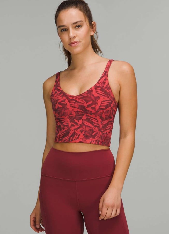 Lululemon Align Cropped Tank Top Spray Leaf Fireside Red Multi 0