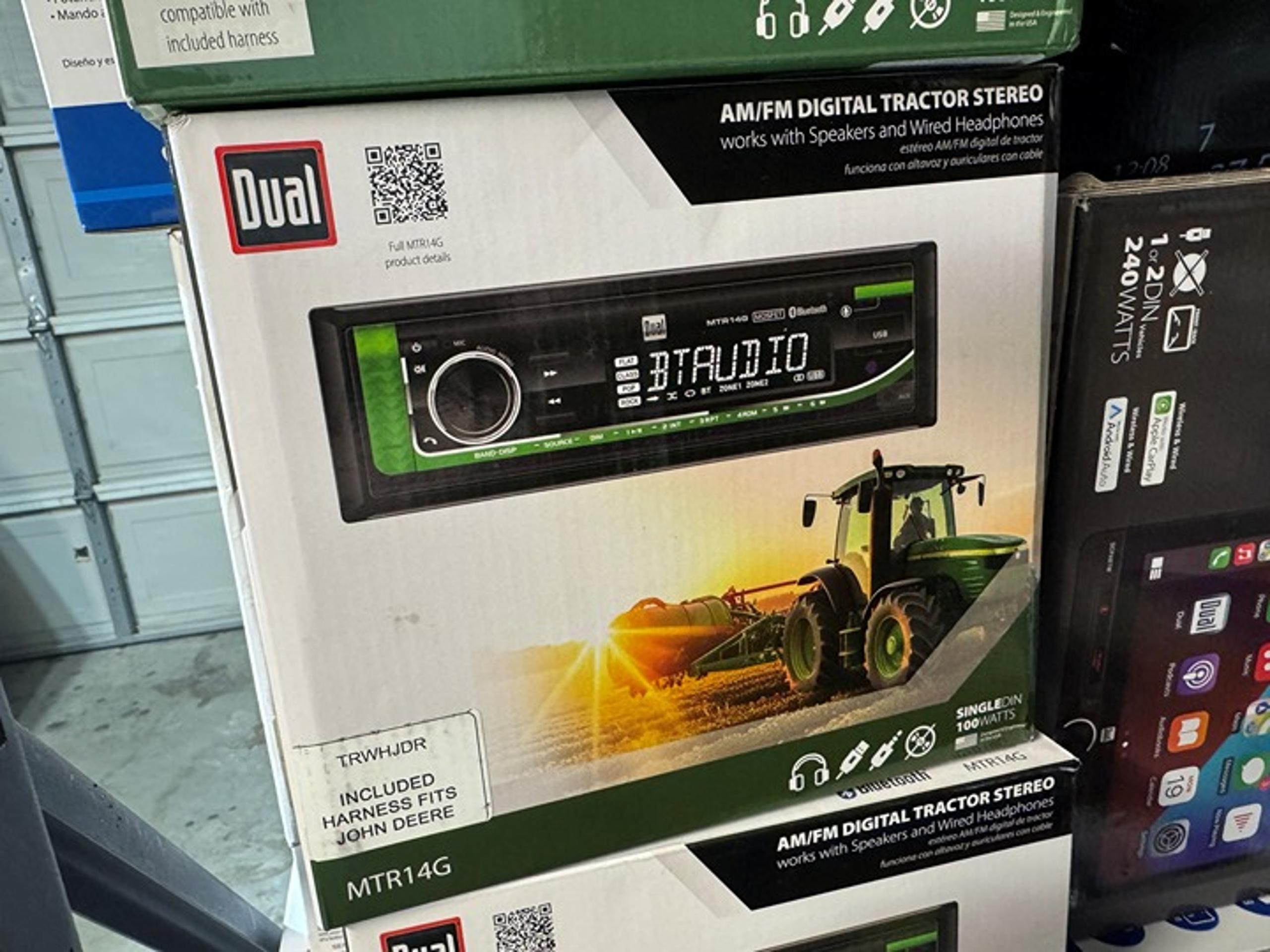 Dual John Deere Tractor Radio | 7-Character LCD | Weatherproof | Bluetooth - New