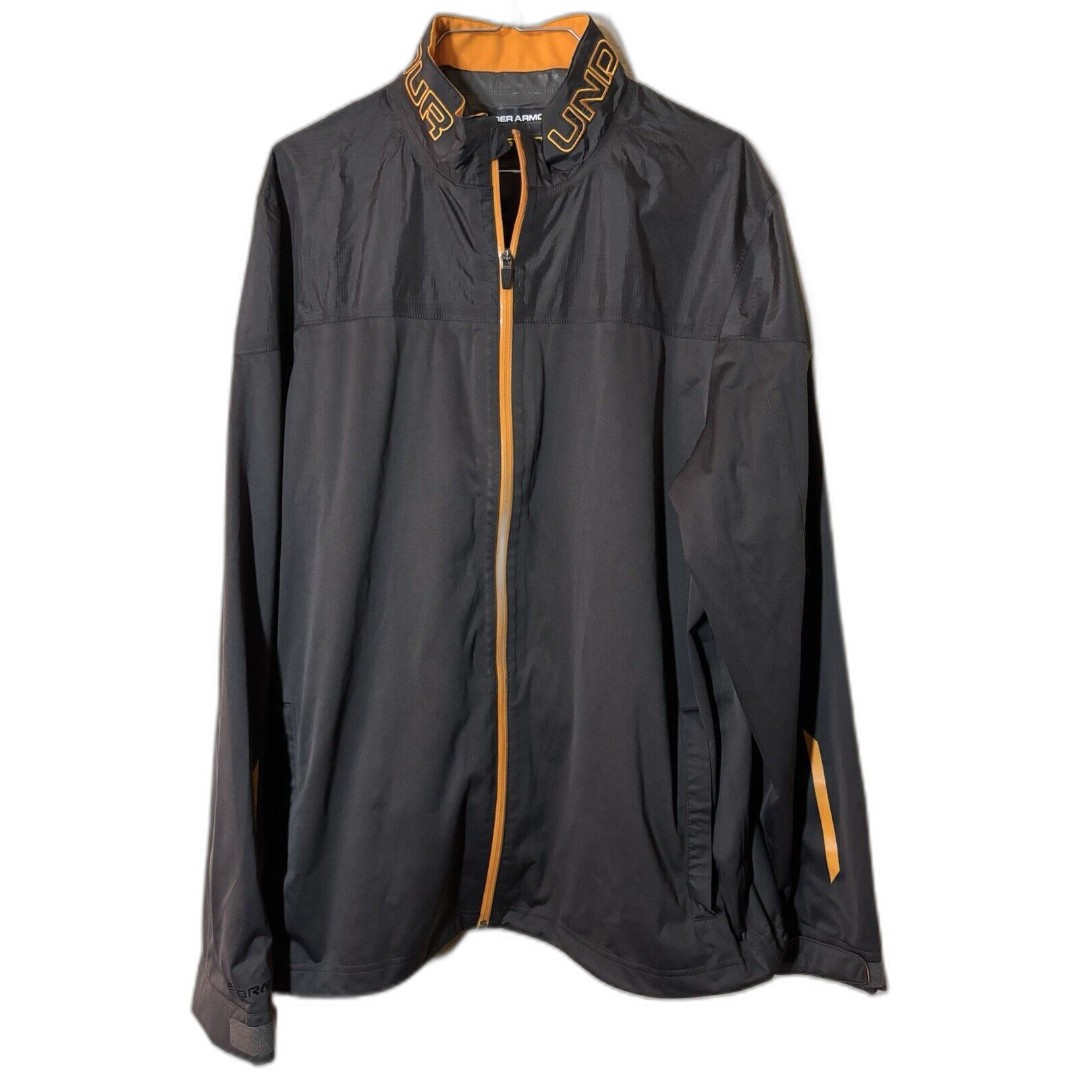 Large Under Armour Coldgear Infrared Storm Jacket Mens Gray Orange Performance
