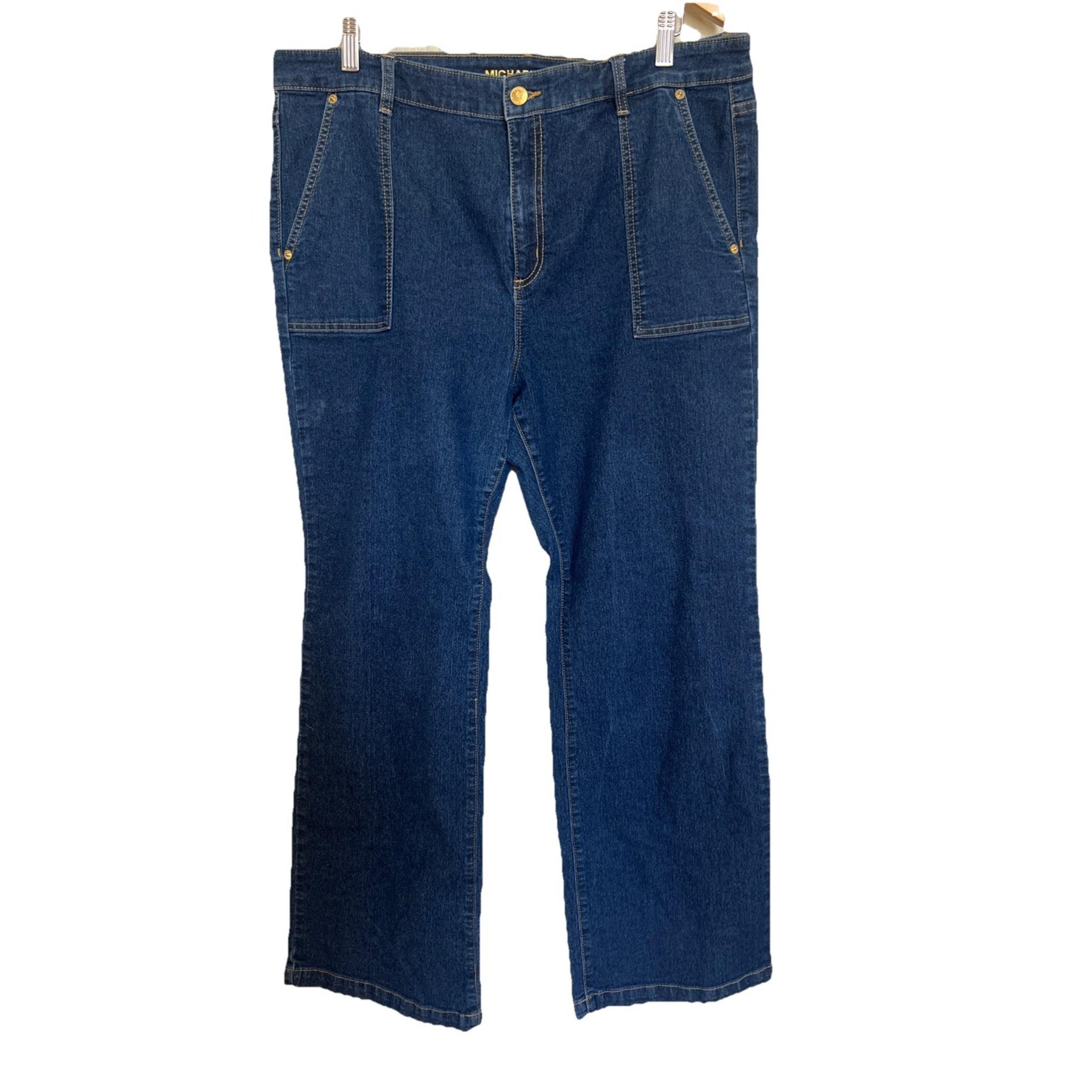 Michael Kors Dark Blue Denim Selma High-Rise Wide Leg Jeans See Measurements