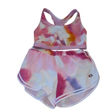 Champion Sports Bra And Shorts Set Size Large Pink Multi Athleisure Barbiecore