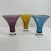 Set of 3 Hand Blown Cordial Martini Cocktail Shot Glasses Bubble Bottom Vintage
