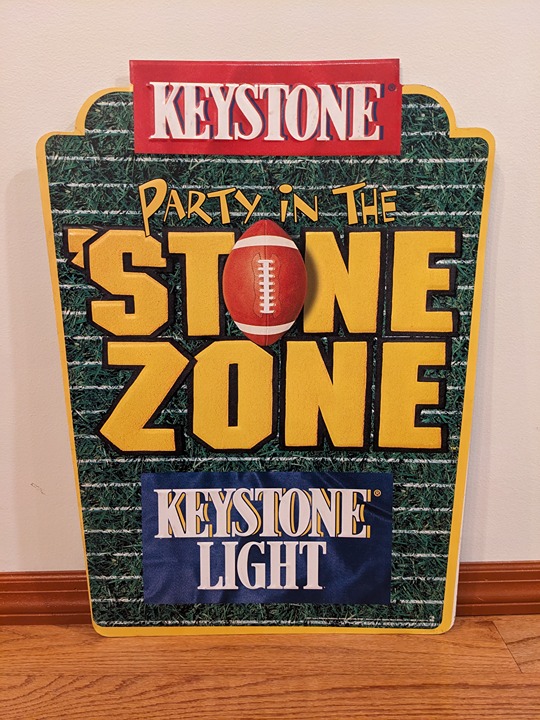 Vintage 1997 Party in the Stone Zone KeyStone Light Metal Tin Poster 23x16