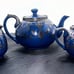 Rare Vintage Cobalt Blue & Sterling Overlay Tea Set Tunstall England