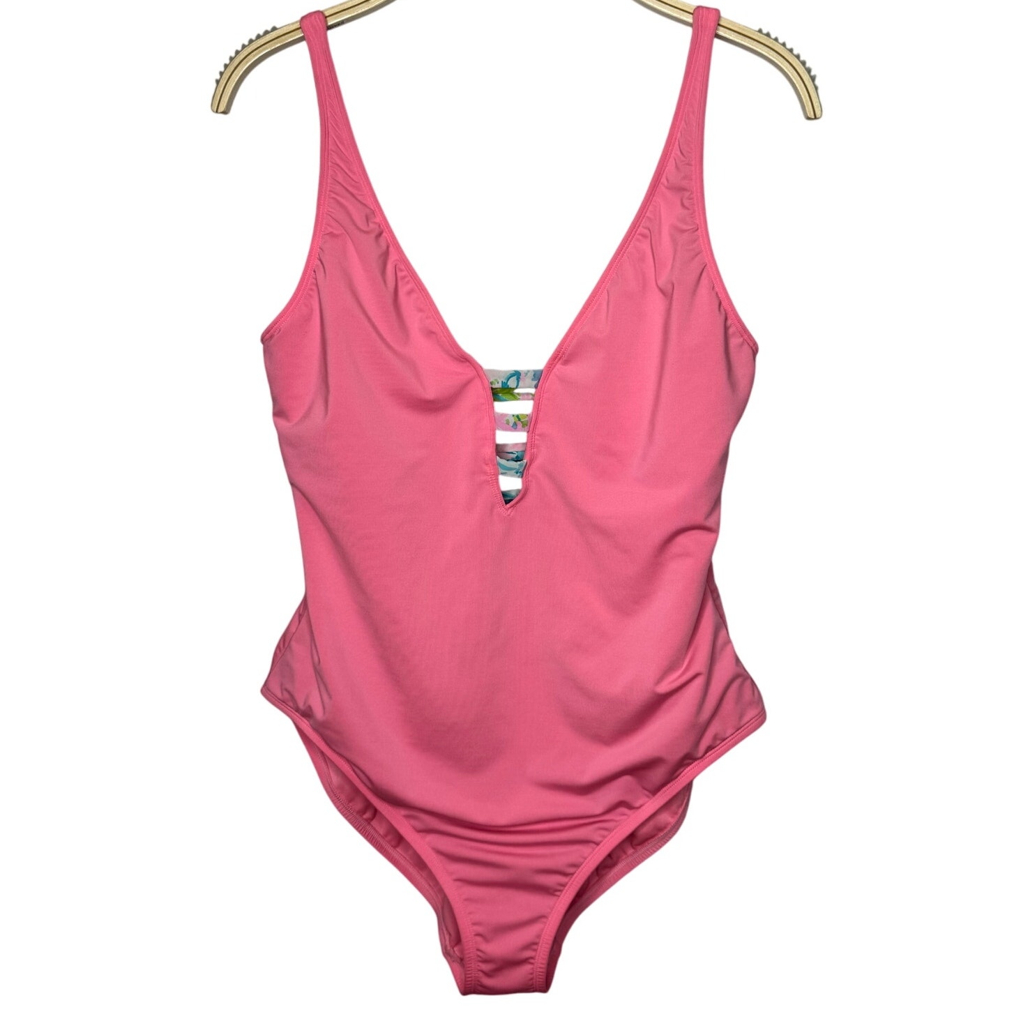 Lilly Pulitzer Jaspen One-Piece Swimsuit Size 14 Pink Strappy Cheeky Tropical