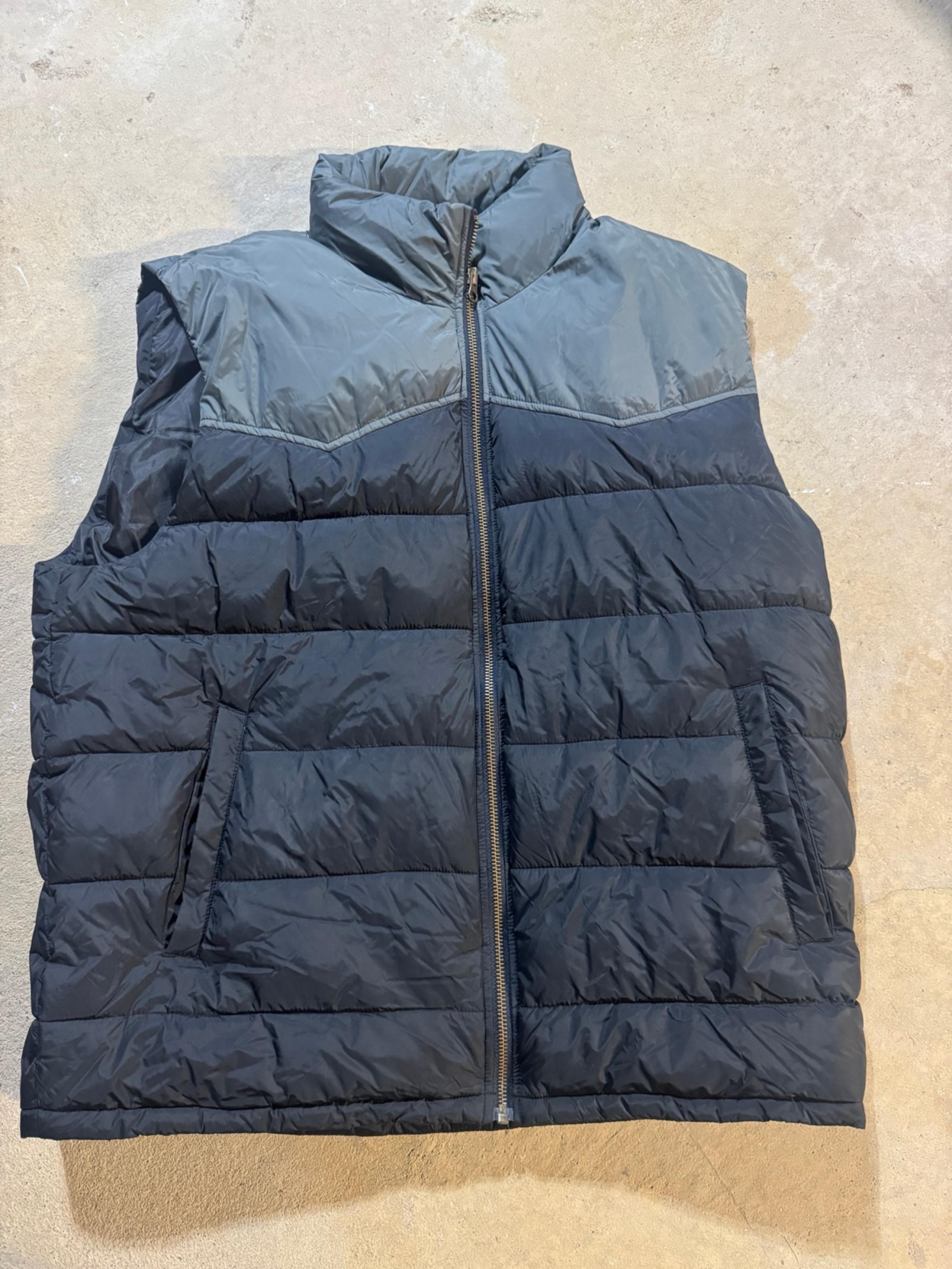 The Gap Black Mens Quilted Puffy Puffer Vest Jacket Coat Gray Navy Size XXL