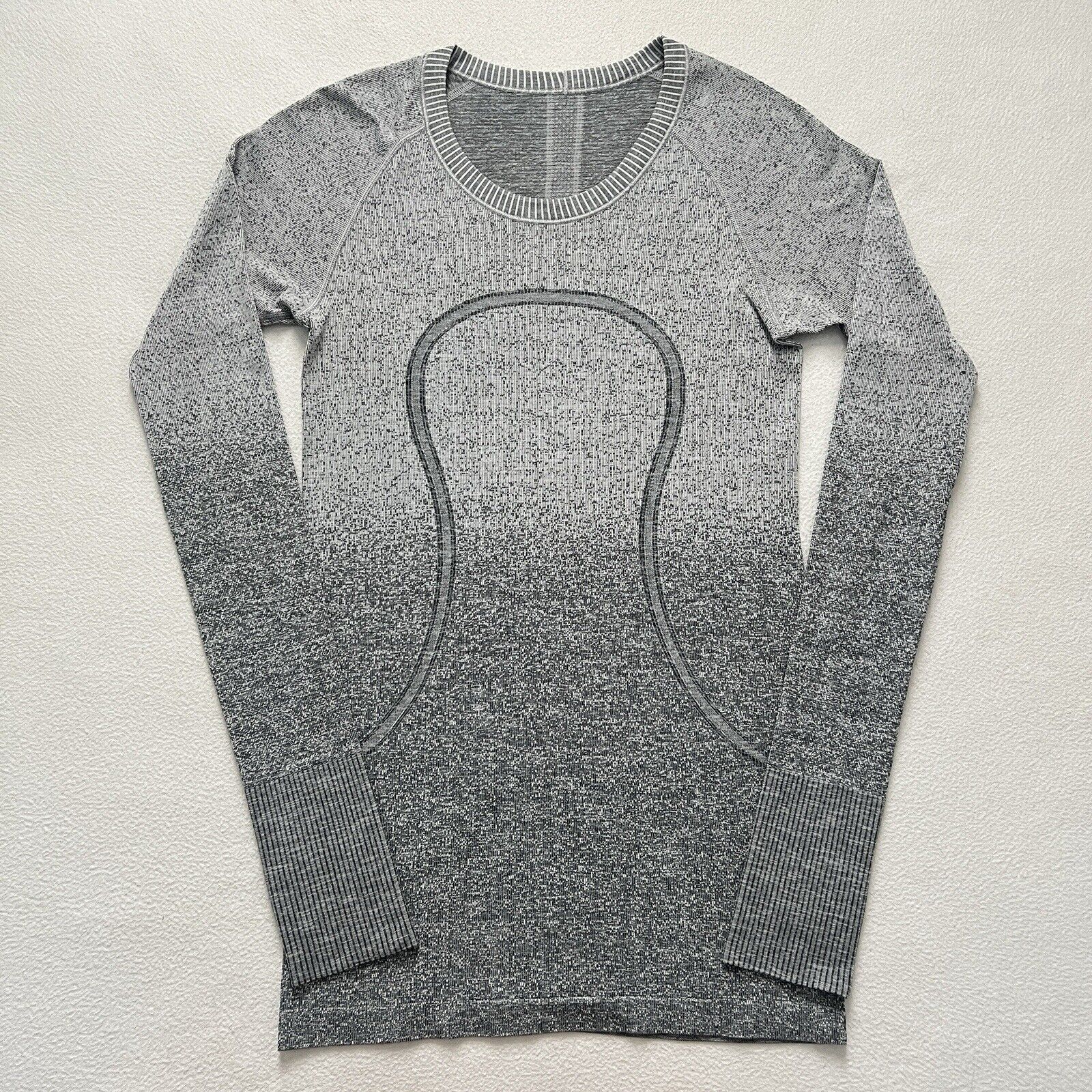 Lululemon White Dark Cast Gray Ombre Swiftly Tech Long Sleeve Seamless Shirt 6