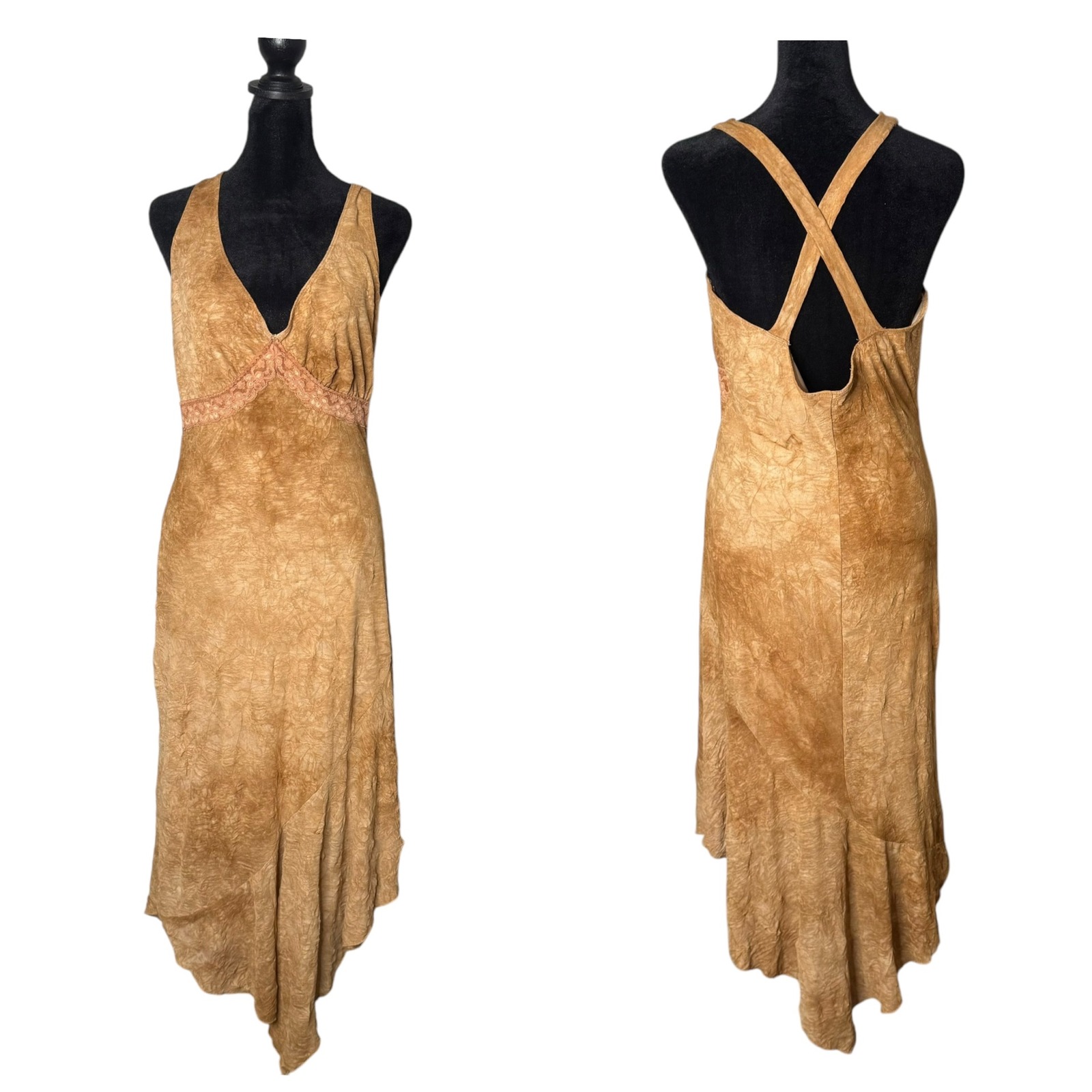 Vintage y2k Hourglass Asymmetric Hem Dress Womens L Lace Fairy Flowy Whimsical