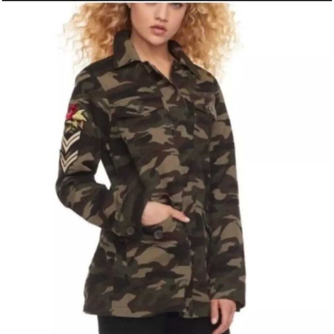 Madden NYC Denim Military Long Sleeve Camouflage Jacket Size Medium