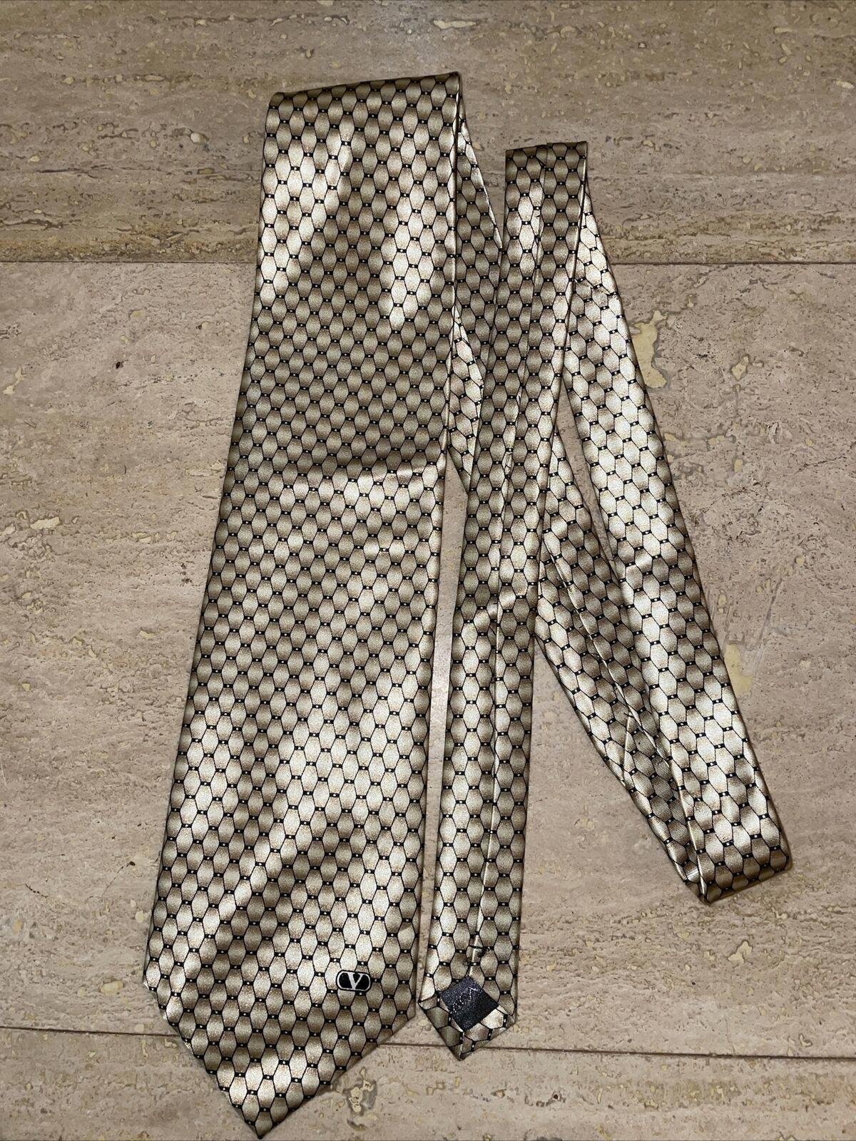 Valentino Black/Gold geometric Silk Tie