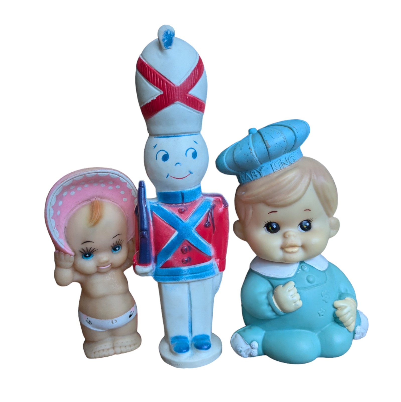 Vintage Rubber Squeak Lot Kewpie Jolly Blinker Soldier Iwai Baby King