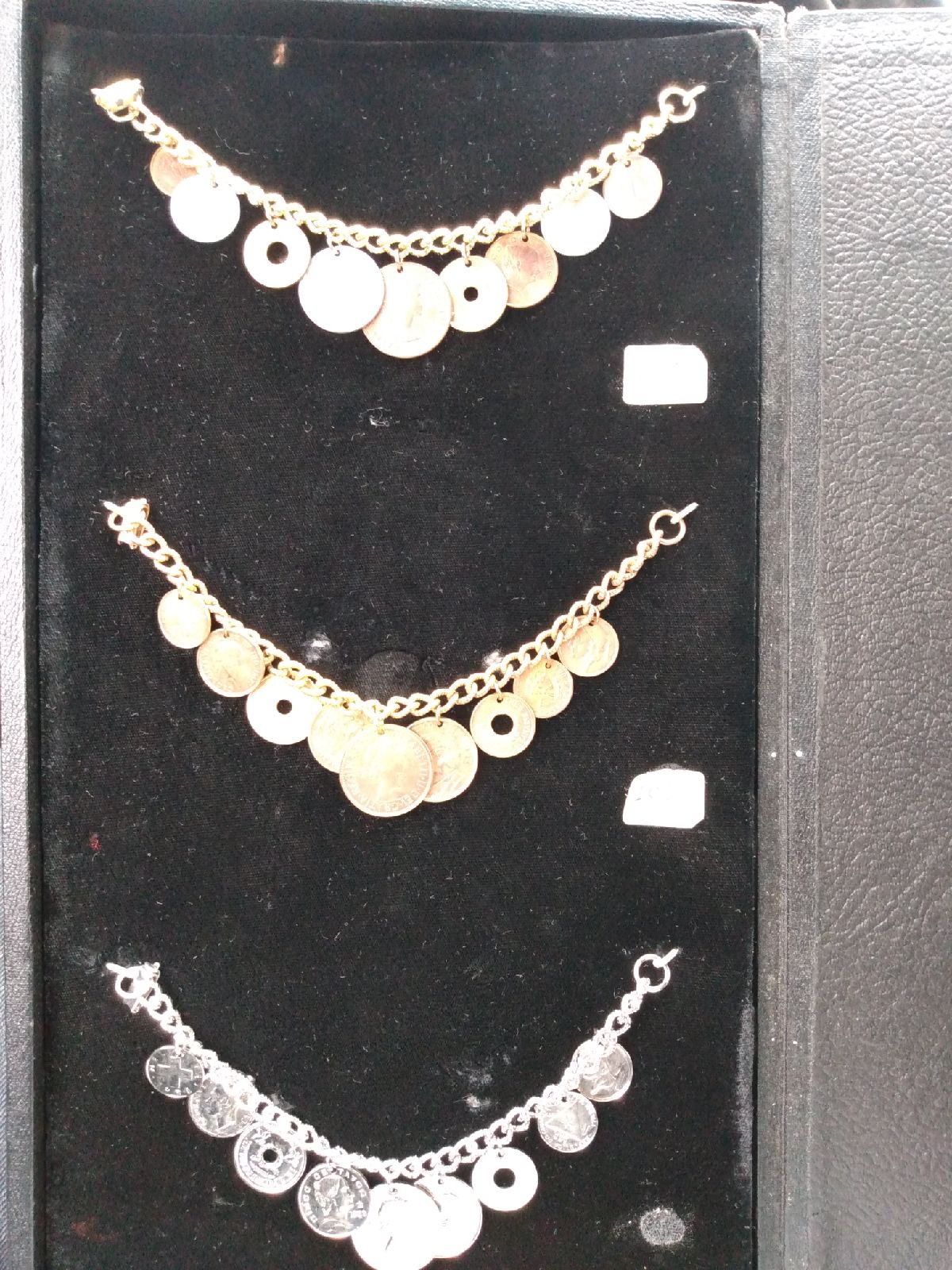 Foreign coin charm bracelet lot of 3