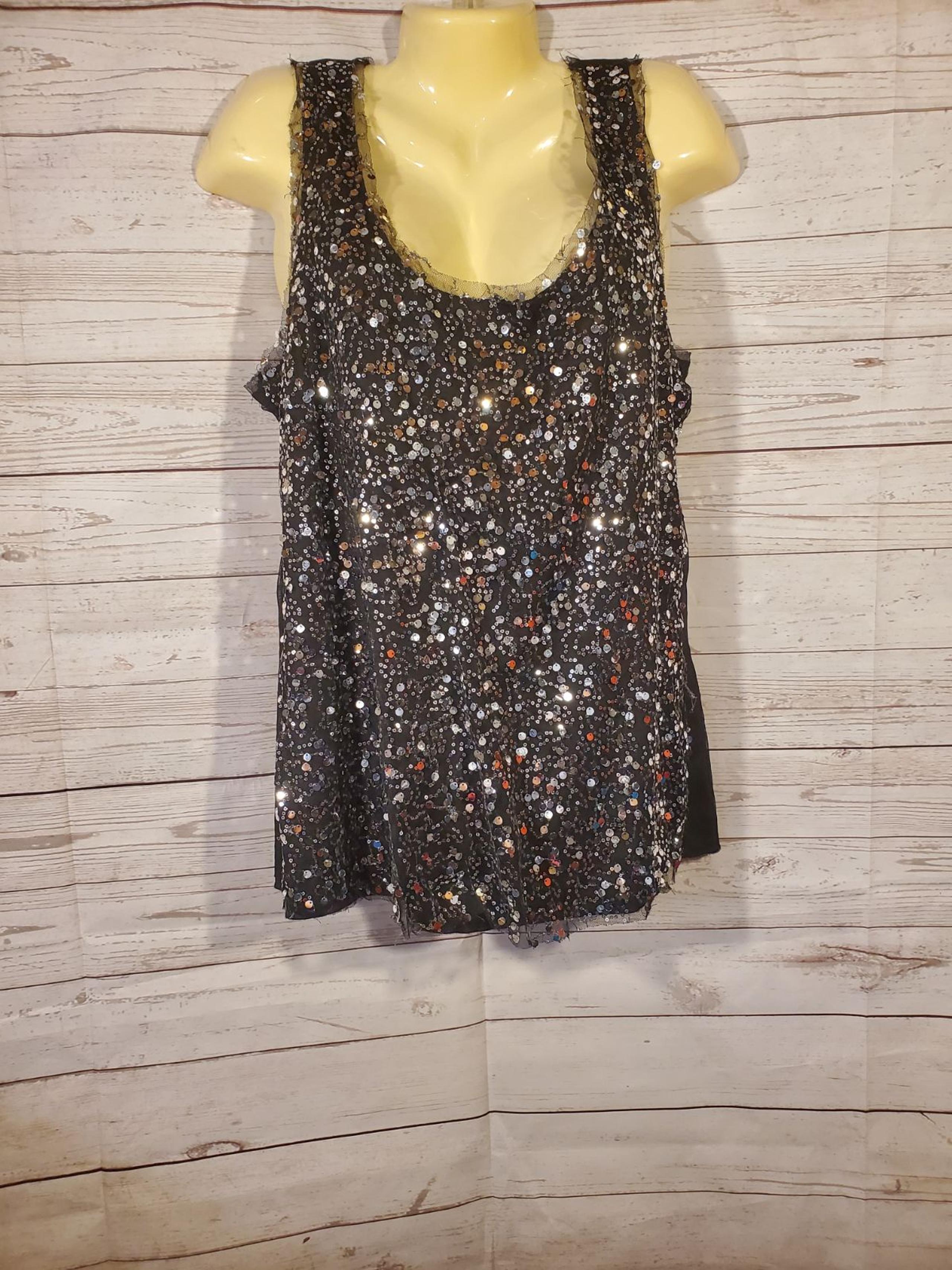 Fashion Bug Sz XL Black Sequin Tank Top