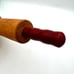 Vintage Wood Rolling Pin with Red Painted Handle beautiful wood tones and color