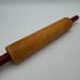 Vintage Wood Rolling Pin with Red Painted Handle beautiful wood tones and color